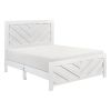 Contemporary White Finish Queen Size Panel Bed Wooden Bedroom Furniture 1pc, Bed in a Box