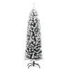 Slim Artificial Christmas Tree with Flocked Snow Green 5 ft PVC