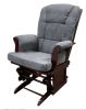 Adeliza Gray Microfiber & Cherry Finish Glider Chair with Ottoman