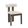 Wooden Dining Chairs Set of 2, Modern Boucle Upholstered Kitchen Side Chairs