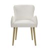 Qwin Beige Boucle & Oak Finish Side Chair (Set of 2)