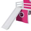 Full Size Loft Bed with Slide Pink Tent and Tower - Pink (OLD SKU:WF298771AAH)