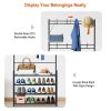 Entryway Coat Hat Rack Shoe Storage Shelf 4 Tier Shoe Rack Freestanding Hall Tree Garment Hanger Stand Clothes Shoe Organizer Combo