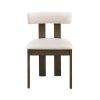 Wooden Dining Chairs Set of 2, Modern Boucle Upholstered Kitchen Side Chairs