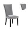 Attractive Set of 2pc Side Chairs Dining Room Furniture Gray Flannelette Seat Nailhead Trim Kitchen Breakfast