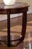 Dark Cherry 1pc End Table Open Bottom Shelf Round Design Glass Insert Top Living Room Furniture