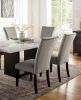 Attractive Set of 2pc Side Chairs Dining Room Furniture Gray Flannelette Seat Nailhead Trim Kitchen Breakfast