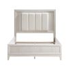 Antique White Finish Queen Bed with LED Headboard Upholstered Cushion Modern Bedroom Furniture 1pc, Reeded Fronts