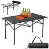 Portable Folding Camping Table, Ultralight Collapsible Table Outdoor Camp Table for Travel Hiking Backyard BBQ Party, 47x20 in, Black