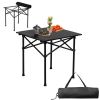 Portable Folding Camping Table for 2-4 Persons, Ultralight Collapsible Table Outdoor Camp Table for Travel Hiking Backyard BBQ Party, 20x20 in, Black