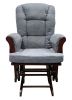 Adeliza Gray Microfiber & Cherry Finish Glider Chair with Ottoman