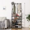 5-Tier Shoe Rack Shoe Storage for Entryway,Narrow Shoe Rack,Coat and Shoe Rack with 8 Hooks