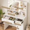 Makeup Vanity Desk With 3 Color Lighting Modes Big Drawer