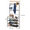 Entryway Coat Hat Rack Shoe Storage Shelf 4 Tier Shoe Rack Freestanding Hall Tree Garment Hanger Stand Clothes Shoe Organizer Combo