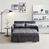 55.5" Twins Pull Out Sofa Bed Grey Velvet