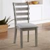 Gray Color Dining Chairs Padded Seat Set of 2pc Side Chair Ladder Back Kitchen Dining Room Wire-Brushed Finish