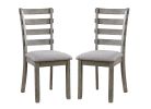 Gray Color Dining Chairs Padded Seat Set of 2pc Side Chair Ladder Back Kitchen Dining Room Wire-Brushed Finish