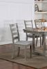 Gray Color Dining Chairs Padded Seat Set of 2pc Side Chair Ladder Back Kitchen Dining Room Wire-Brushed Finish