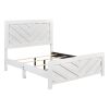 Contemporary White Finish Queen Size Panel Bed Wooden Bedroom Furniture 1pc, Bed in a Box