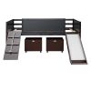 Twin size Loft Bed Wood Bed with Two Storage Boxes - Espresso ( old sku: LP000075AAP )