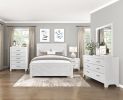 Contemporary White Finish Queen Size Panel Bed Wooden Bedroom Furniture 1pc, Bed in a Box