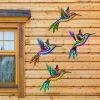 1pc/4pcs, Metal Hummingbird Wall Art Decor, Metal Colorful Birds 3D Outdoor Sculpture, Iron Outdoor Hanging Decor Ornaments