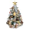 22in Mini Christmas Tree with Lights, Rose Gold Artificial Small Tabletop Christmas Tree with Flocked Snow