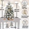 22in Mini Christmas Tree with Lights, Rose Gold Artificial Small Tabletop Christmas Tree with Flocked Snow