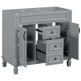 36'' Bathroom Vanity without Top Sink, Royal Blue Cabinet only (Color: Grey, Material: MDF)