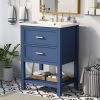 24'' Bathroom Vanity with Top Sink, Modern Bathroom Storage Cabinet with 2 Drawers, Single Sink Bathroom Vanity