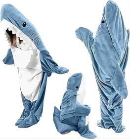 Ambitelligence Shark Blanket Hoodie Onesie for Adults and Kids, Cozy Flannel Shark Costume Shark Sleeping Bag (size: 59-62in)