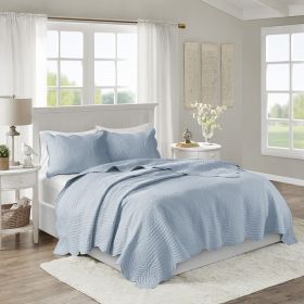 3 Piece Reversible Scalloped Edge Quilt Set (Color: as Pic)