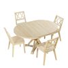 Mid-Century 5-Piece Extendable Round Dining Table Set with 15.7" Removable Leaf and 4 Cross Back Dining Chairs