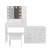 Large Makeup Vanity with Lights, Vanity Table with Charging Station, Vanity Desk with Mirror and 10 LED Light Bulbs