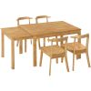 Farmhouse 65" 5-Piece Extendable Dining Table Set with Wheels Kitchen Table Set with 17.7" Pull-out Side Table and Dining Chairs for Small Places