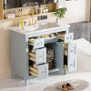 36'' Bathroon Vanity with Resin Sink Combo Set, Modern Freestanding Single Bathroom Cabinet with 6 Drawers & 2 Cabinets, Storage Cabinet for Bathroom