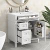 30'' Bathroom Vanity with Top Sink, Modern Bathroom Storage Cabinet with 2 Drawers and a Tipout Drawer, Single Sink Bathroom Vanity