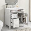 30'' Bathroom Vanity with Top Sink, Modern Bathroom Storage Cabinet with 2 Drawers and a Tipout Drawer, Single Sink Bathroom Vanity