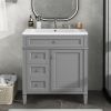 30'' Bathroom Vanity with Top Sink, Modern Bathroom Storage Cabinet with 2 Drawers and a Tipout Drawer, Single Sink Bathroom Vanity