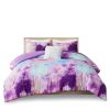 Watercolor Tie Dye Printed Comforter Set with Throw Pillow