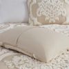 3 piece Tufted Cotton Chenille Damask Duvet Cover Set