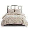 3 piece Tufted Cotton Chenille Damask Duvet Cover Set