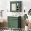 30'' Bathroom Vanity with Top Sink, Modern Bathroom Storage Cabinet with 2 Drawers and a Tipout Drawer, Freestanding Vanity Set with Mirror Cabinet