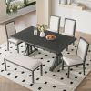 Farmhouse Classical 6-Piece Dining Table Set with Trestle Legs,Kitchen Table Set for 6 with 4 Upholstered Dining Chairs and Bench