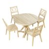 Mid-Century 5-Piece Extendable Round Dining Table Set with 15.7" Removable Leaf and 4 Cross Back Dining Chairs