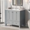 36'' Bathroom Vanity with Resin Sink Combo,Solid Wood Frame Bathroom Storage Cabinet, Freestanding Vanity Set with 4 Soft Closing Doors& 2 Drawers