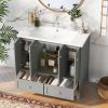 36'' Bathroom Vanity with Resin Sink Combo,Solid Wood Frame Bathroom Storage Cabinet, Freestanding Vanity Set with 4 Soft Closing Doors& 2 Drawers