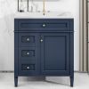 30'' Bathroom Vanity with Top Sink, Modern Bathroom Storage Cabinet with 2 Drawers and a Tipout Drawer, Single Sink Bathroom Vanity