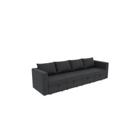 Livelylodge Modular Sectional Sofa with Wooden Frame and Pull-Out Bed, Convertible Couch for Living Room, Available in Black, White, and Gray (Color: Gray)