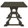 Retro 7-Piece Trestle Dining Table Set with Upholstered Dining Chairs, Smooth Dining Backs for Dining Room, Living Room, Kitchen